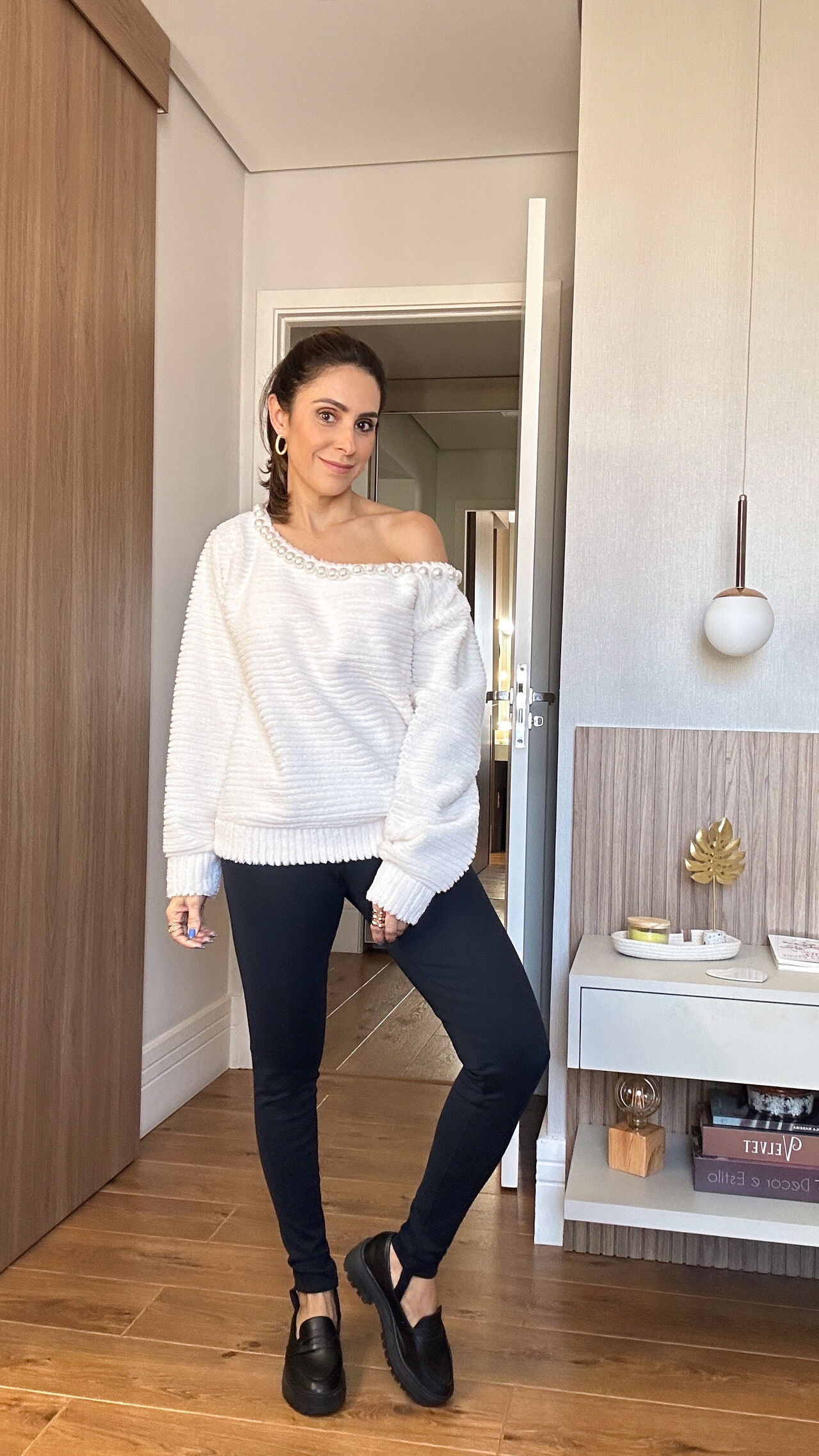 Look Camisa Jeans E Legging Feminino