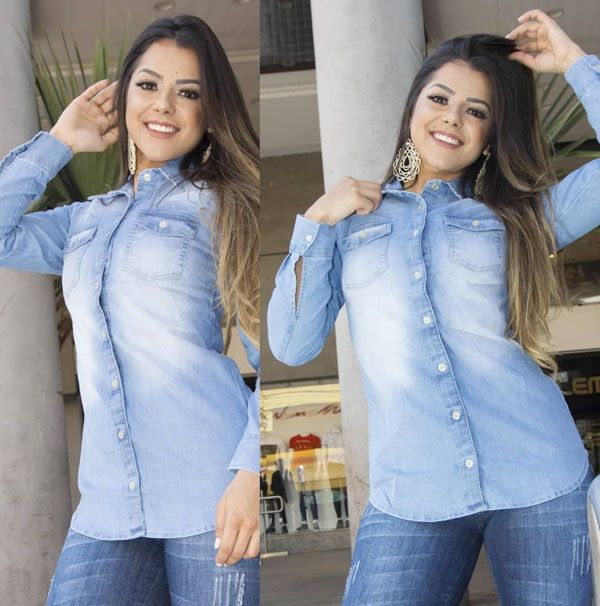 Look Camisa Jeans Feminino