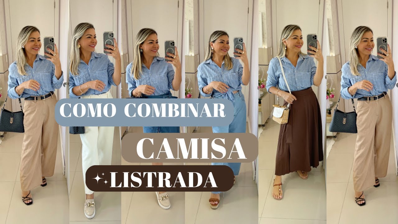 Look Camiseta Listrada Feminino