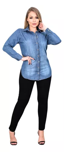 Look Camisa Jeans Feminino