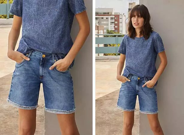 Look Camisa Jeans E Short Feminino