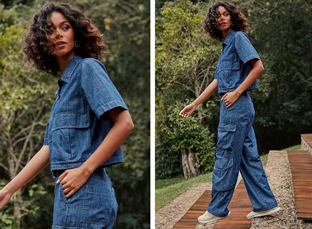 Look Camiseta Jeans Feminino