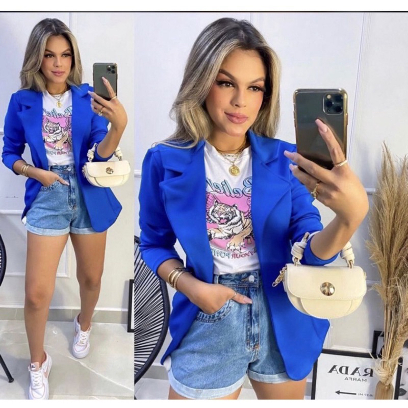 Look Blazer Azul Feminino