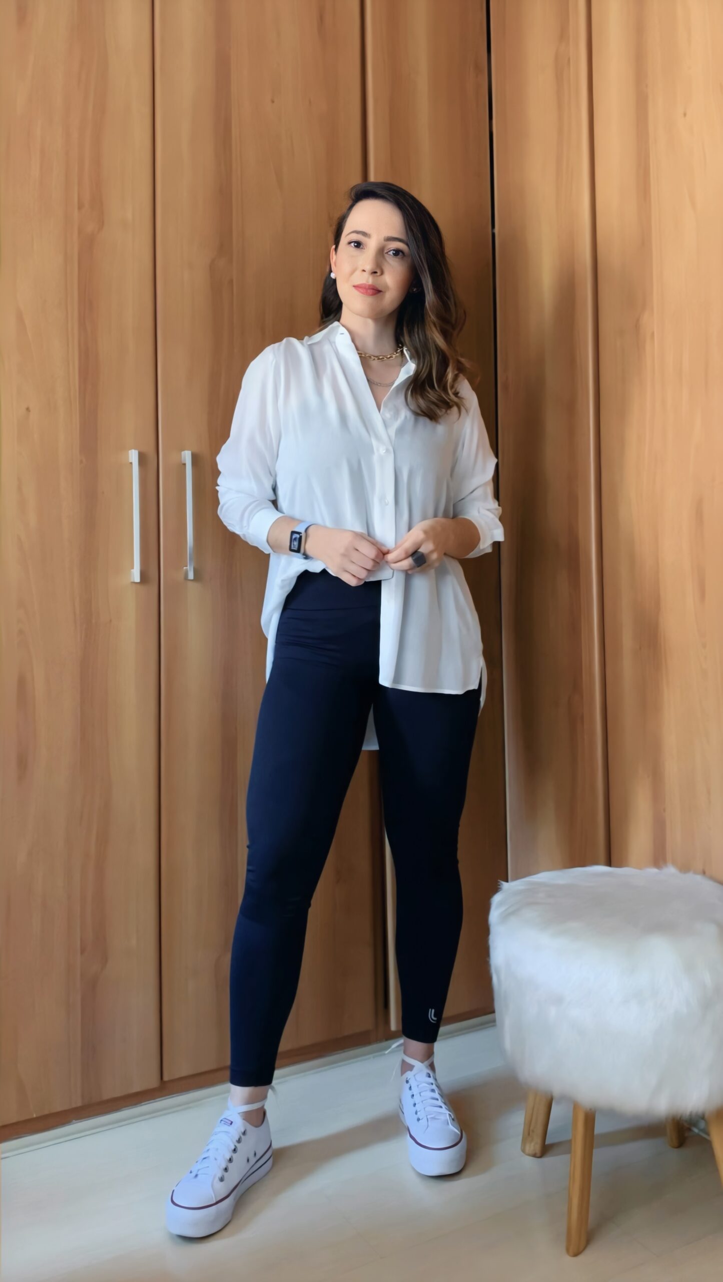 Look Camisa Jeans E Legging Feminino