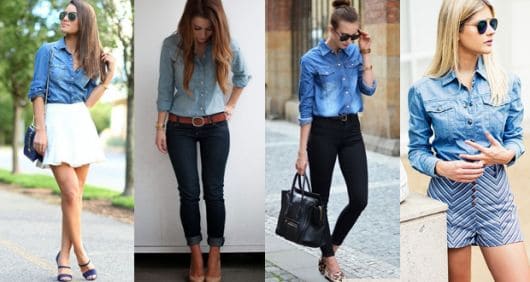 Look Camisa Jeans E Legging Feminino