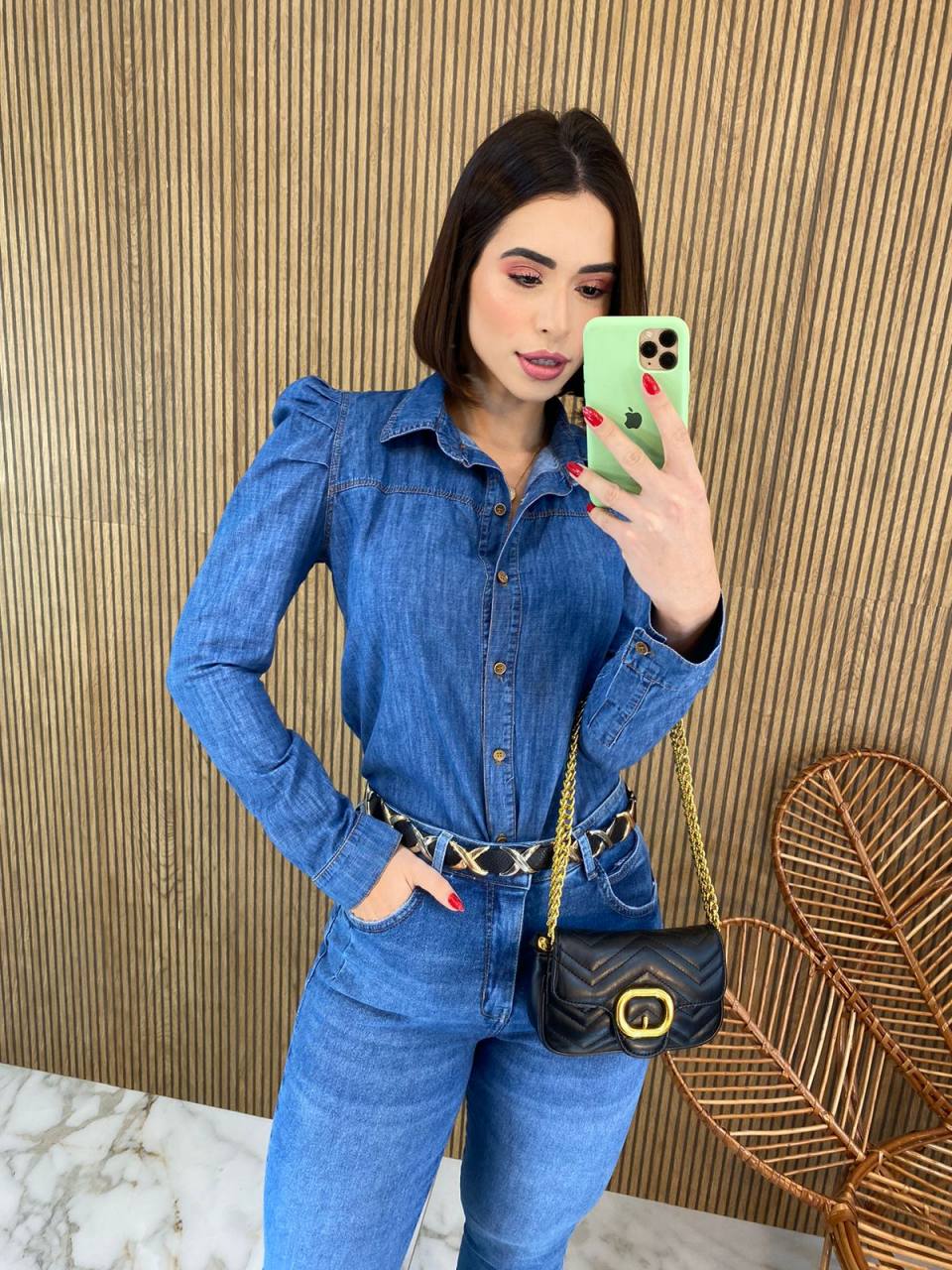 Look Camisa Jeans Feminino