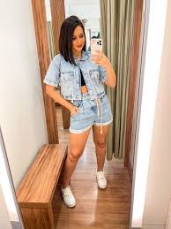 Look Camisa Jeans E Short Feminino