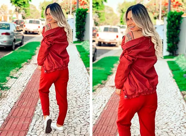 Look Calça Vermelha Feminino