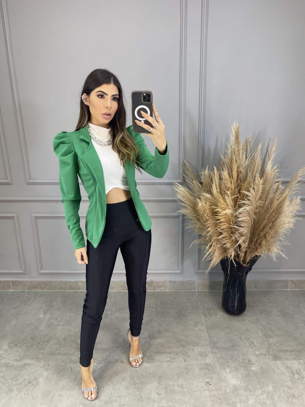 Look Blazer Verde Feminino